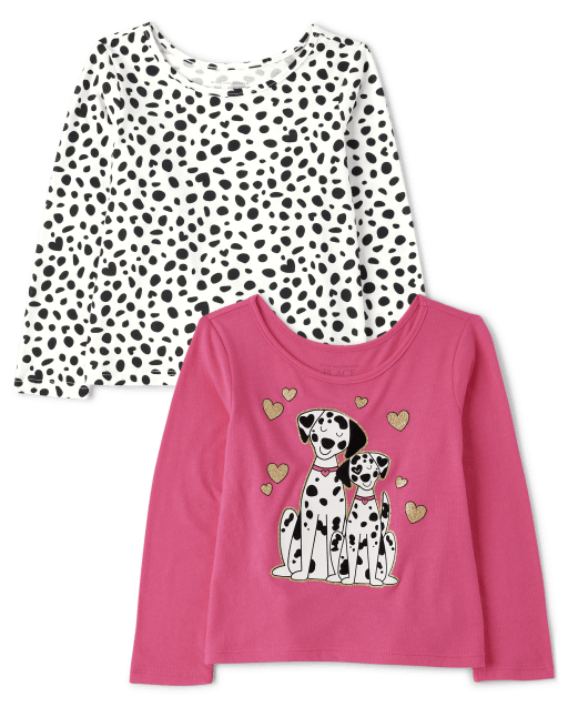 Toddler Girls Long Sleeve Dalmatian Print And Dog Top 2 Pack BUNNYS TAIL The Children s Place