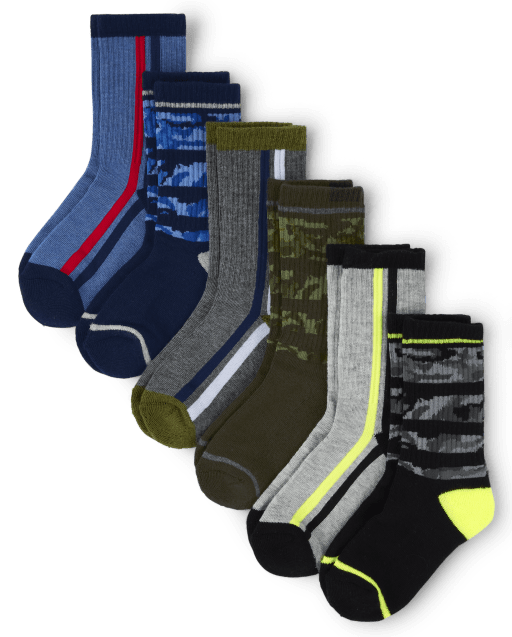 Boys Camo Cushioned Crew Socks 6Pack The Children's Place MULTI CLR