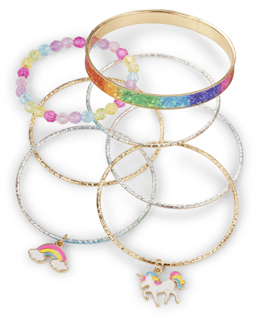 Girls Rainbow Unicorn Bangle 7 Pack The Children #39 s Place MULTI CLR