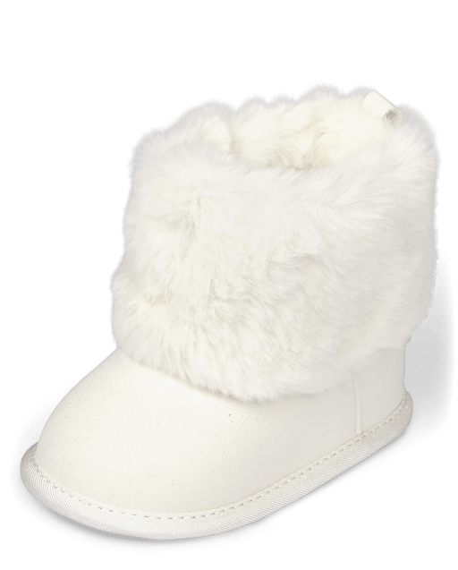 Baby Girls Faux Fur Chalet Boots The Children s Place WHITE