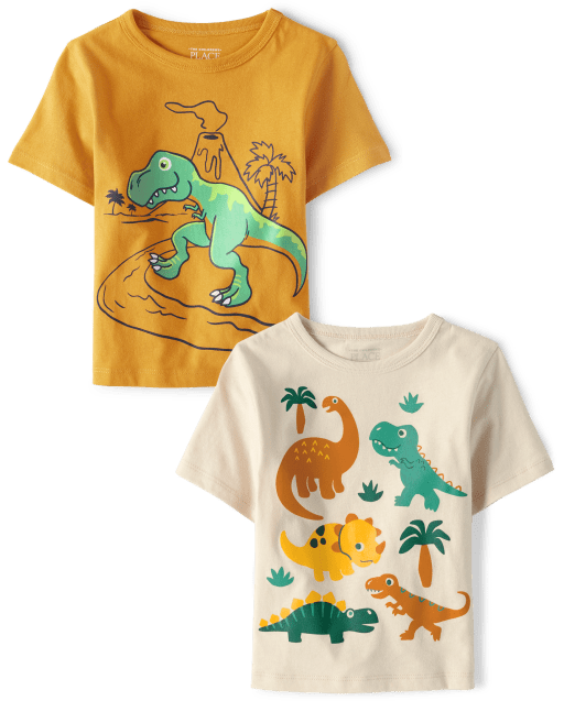 Baby And Toddler Boys Short Sleeve Dino Graphic Tee 2-Pack
