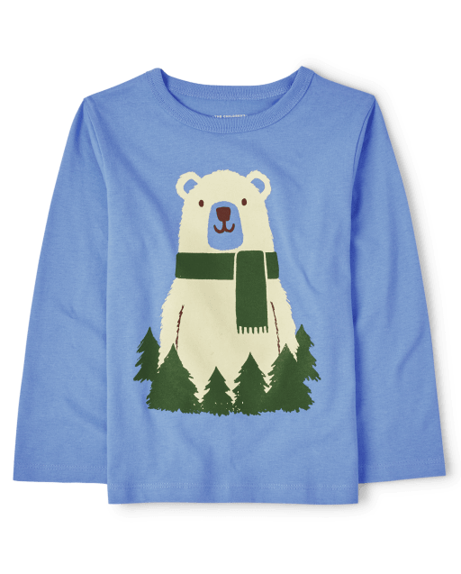 Baby Boy Letter Graphic Bear Patched Tee