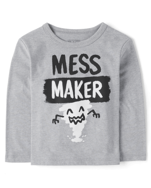 Baby And Toddler Boys Long Sleeve Mess Maker Graphic Tee