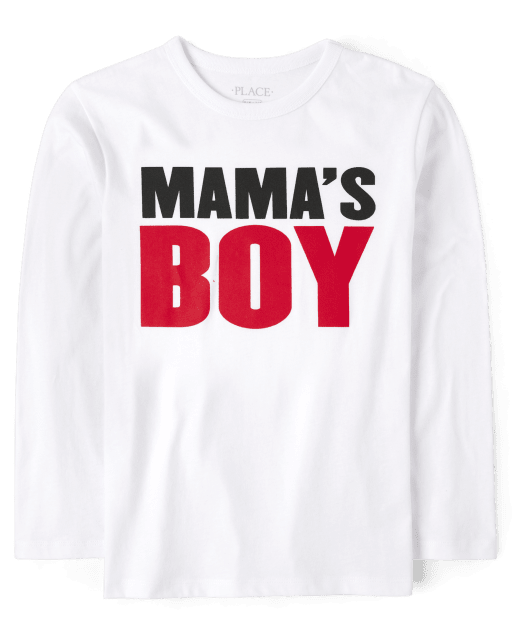 Boys Long Sleeve Mama's Boy Graphic Tee The Children's Place WHITE