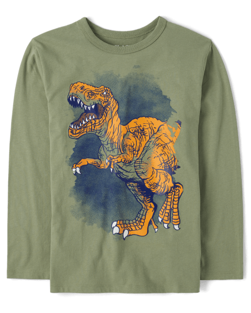 は自分にプチご褒美を Graphic Dino Sleeve Long Boys Tee Place Children's The | GREEN - トップス