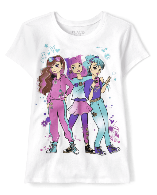 Camiseta de manga corta con gráfico de niña - WHITE | The Camiseta de manga corta con gráfico de niña - WHITE | The
