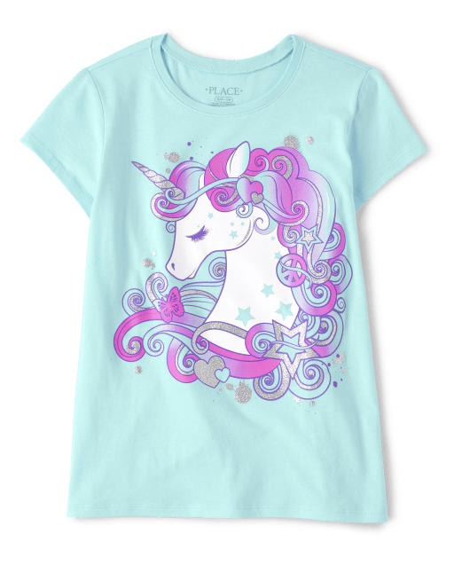 Girls Short Sleeve Unicorn Graphic Tee