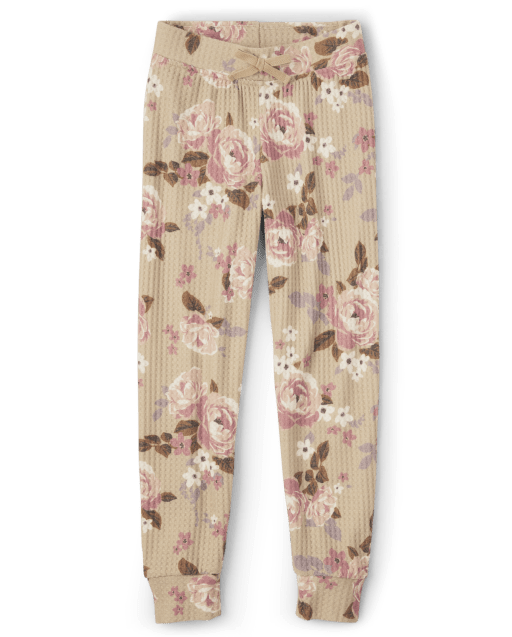 Girls Active Print Waffle Jogger Pants