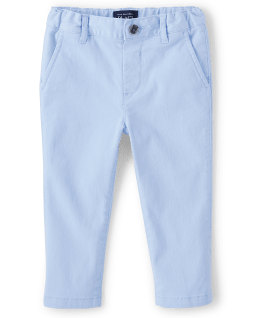 Pimfylm Cotton Baby Boys' Rib Waist Pull-on Chino Pant Blue 6-12 Months 