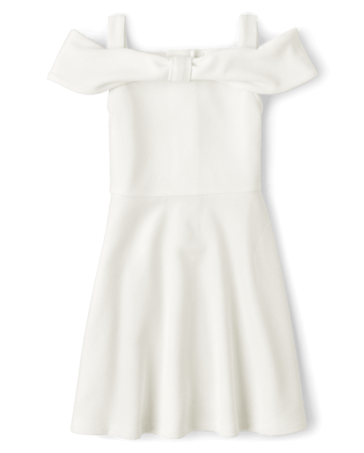 Girls Bow Off Shoulder Dress - WHITE | The Children's Place