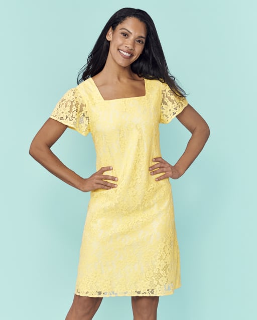 Womens Mommy And Me Sleeveless Lace Shift Dress - YELLOW | The Children's Place Womens Mommy And Me Sleeveless Lace Shift Dress - YELLOW | The Children's Place