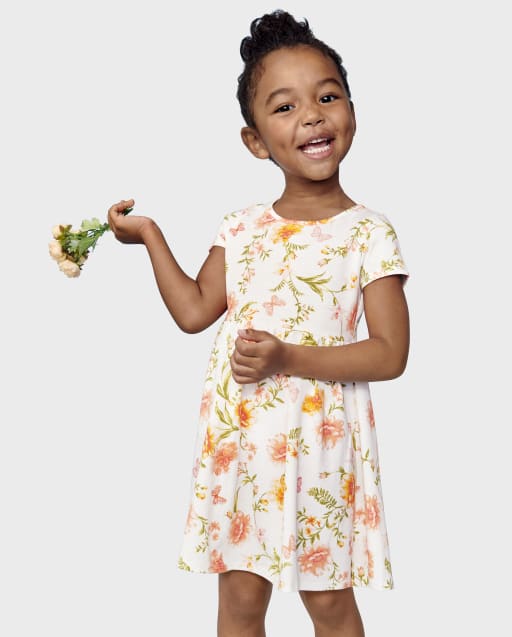 Baby And Toddler Girls Short Sleeve Floral Babydoll Dress | The ...