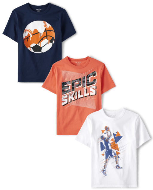 Boys Short Sleeve Sports Graphic Tee 3 Pack The Children s Place