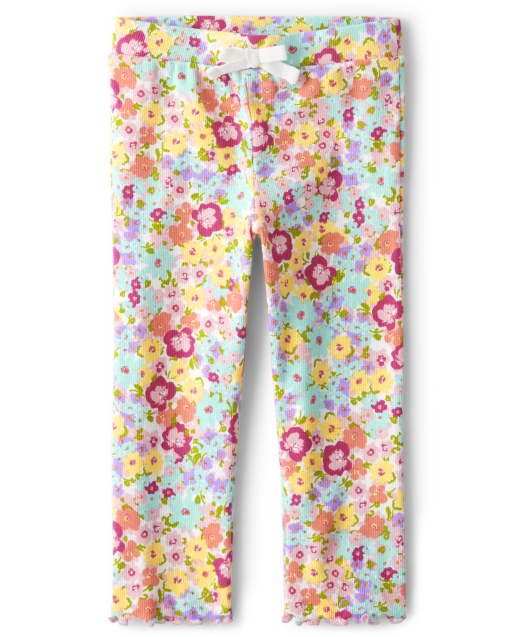 Baby And Toddler Girls Ribbed Floral Print Knit Leggings The Children
