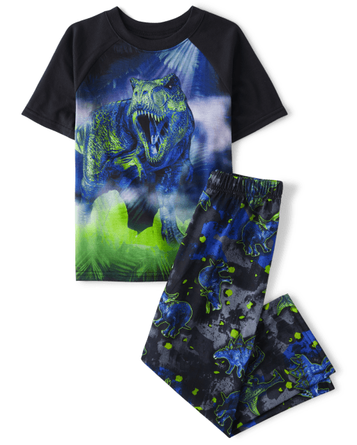 Boys Short Raglan Sleeve Dino Pajamas BLACK The Children s Place