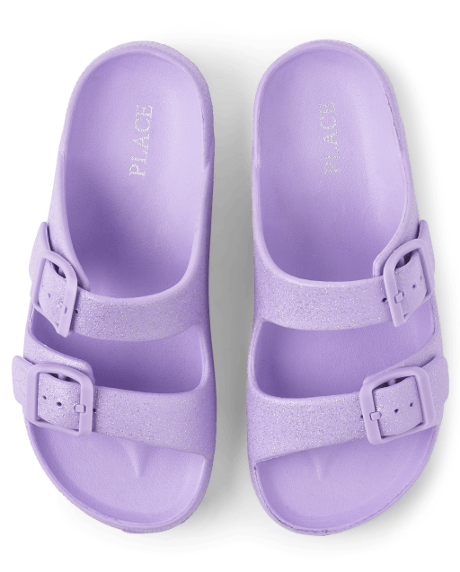 Girls Glitter Buckle Slides - PURPLE | The Children's Place