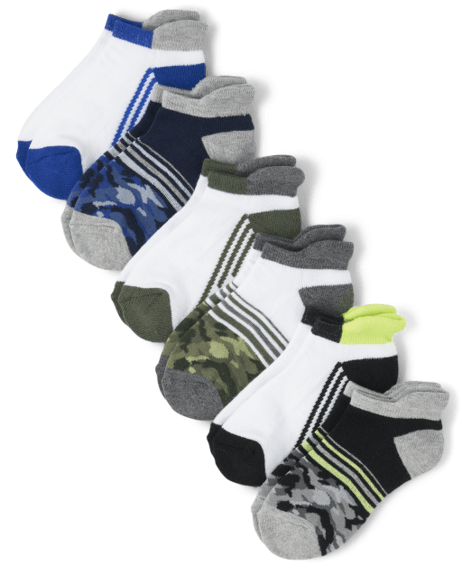 Boys Cushioned Camo Ankle Socks 6Pack The Children's Place MULTI CLR