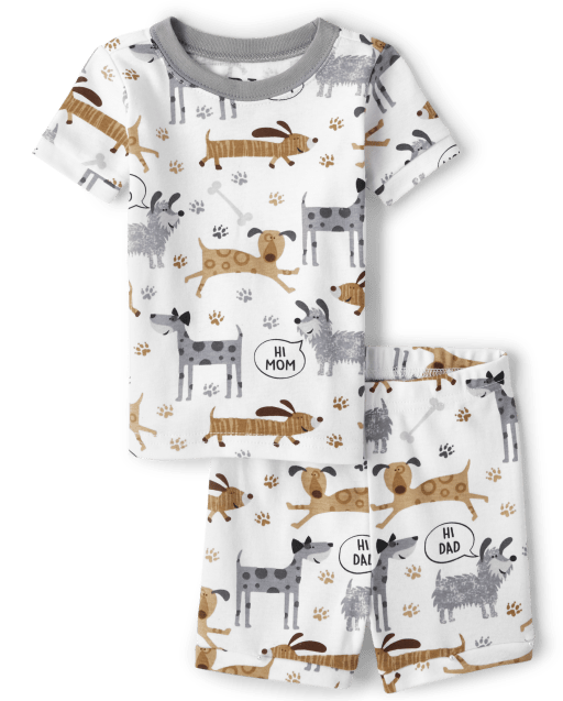Unisex Baby And Toddler Short Sleeve Dog Snug Fit Cotton Pajamas WHITE The Children s Place CA