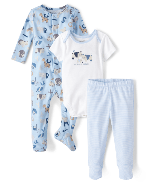 Baby Boys Short Sleeve My Family Loves Me Bodysuit Long Sleeve Animal