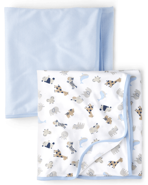 Baby Boys Animal Swaddle Blanket 2 Pack BLUE The Children s Place CA