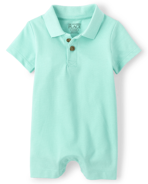 Baby Boys Short Sleeve Polo Romper MELLOW AQUA The Children's Place