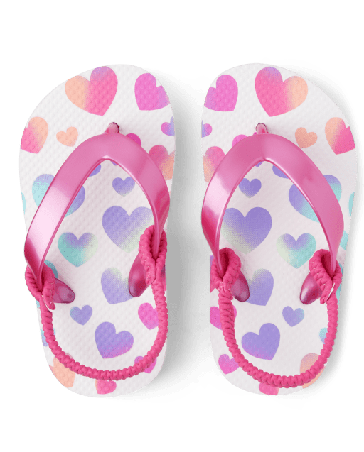 Toddler Girls Rainbow Heart Flip Flops WHITE The Children s Place