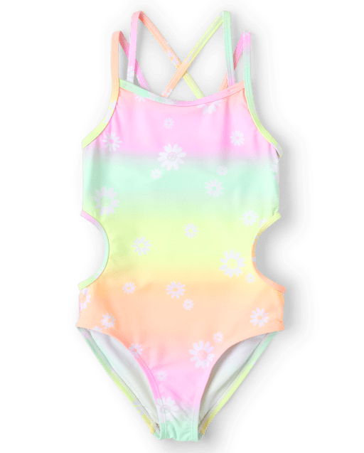 Girls Sleeveless Daisy Cut Out One Piece Swimsuit The Children's