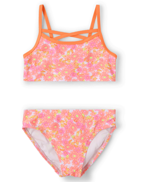 Teen Girls Allover Floral Print Bikini Swimsuit