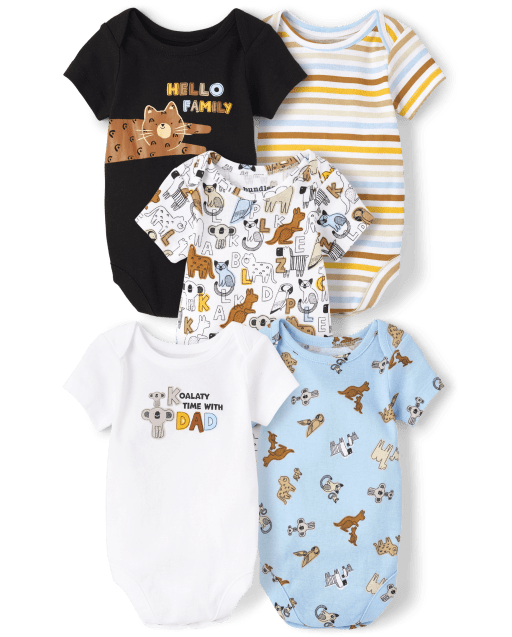 Baby Boys Short Sleeve Animal Bodysuit 5Pack The Children's Place