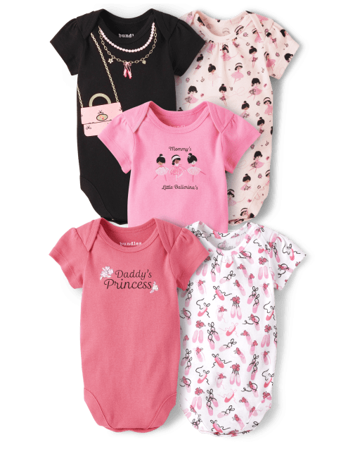 Baby Girls Short Sleeve Ballerina Bodysuit 5Pack The Children's