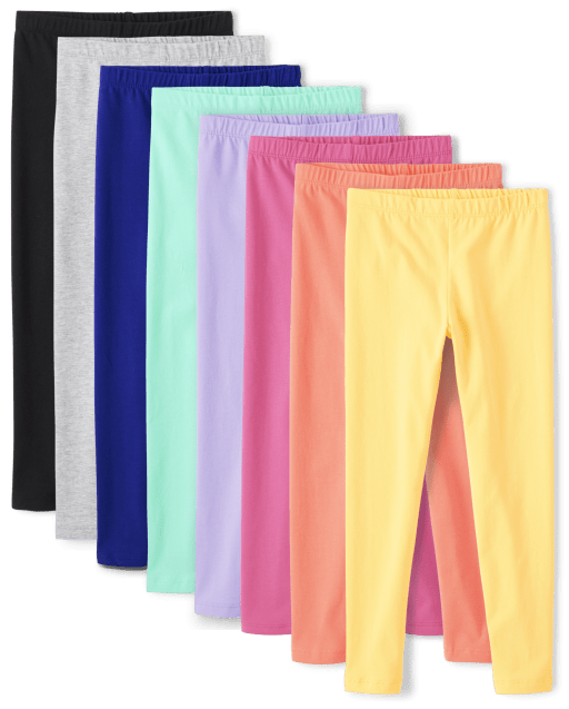  The Children's Place Paquete de 4 leggings para niña, Eight  Danielle Rainbow Dye_Simply White, Gema Púrpura, Humo H/T