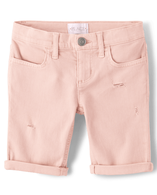 Girls Roll Cuff Twill Skimmer Shorts The Children's Place SWEET NOTHING