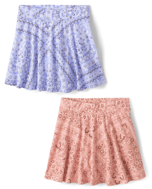 【CERRIC】POCKET GIRL ROUND TOP (2COLORS) Girls Mix And Match Print Knit Skort 2-Pack - CORAL | The