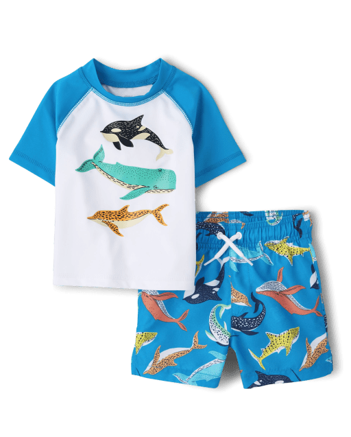 Baby And Toddler Boys Short Sleeve Graphic Swimsuit | The Children's ...
