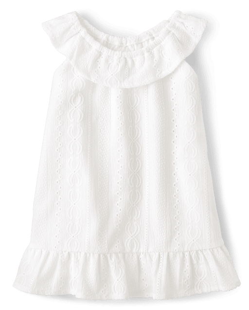 Toddler Girls Mommy And Me Sleeveless Eyelet Knit Ruffle Dress
