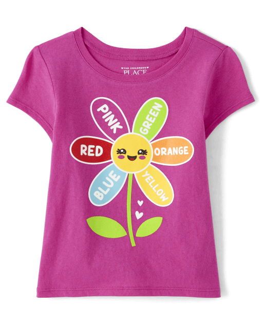 全国総量無料で Baby Tee Graphic Flower Sleeve Short Girls Toddler And トップス