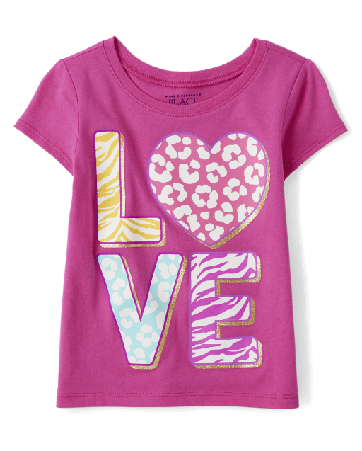 Baby And Toddler Girls Short Sleeve Love Graphic Tee