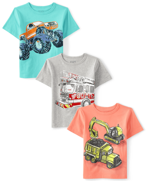 Baby And Toddler Boys Short Sleeve Truck Graphic Tee 3Pack MULTI CLR