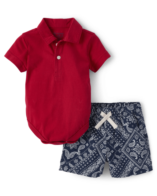 Baby And Toddler Boys Matching Family Bandana Print Woven Pull On Jogger  Shorts