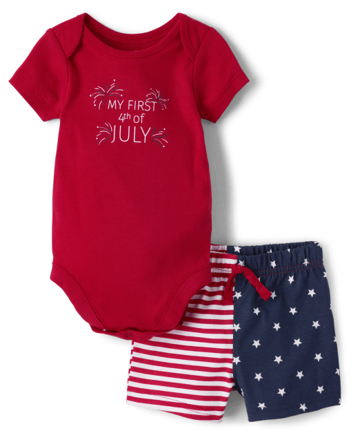Unisex Baby Short Sleeve My First 4th Of July Bodysuit And Print Knit Shorts 2 Piece Playwear Set MULTI CLR The Children s Place