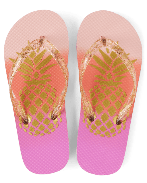 Girls Foil Pineapple Flip Flops The Children's Place MULTI CLR
