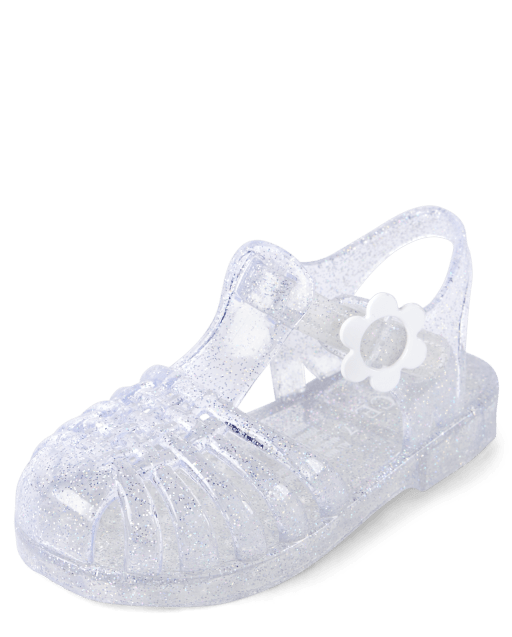 Silver jelly sandals sales