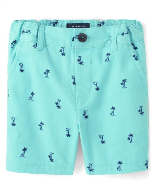 Babyhug Cotton Knit Mid Thigh Length Shorts with Palm Tree Print Pack of 2 - Multicolor