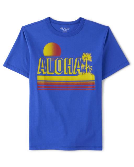 Aloha♡ Boys Short Sleeve Aloha Graphic Tee - BLUE | The Children's