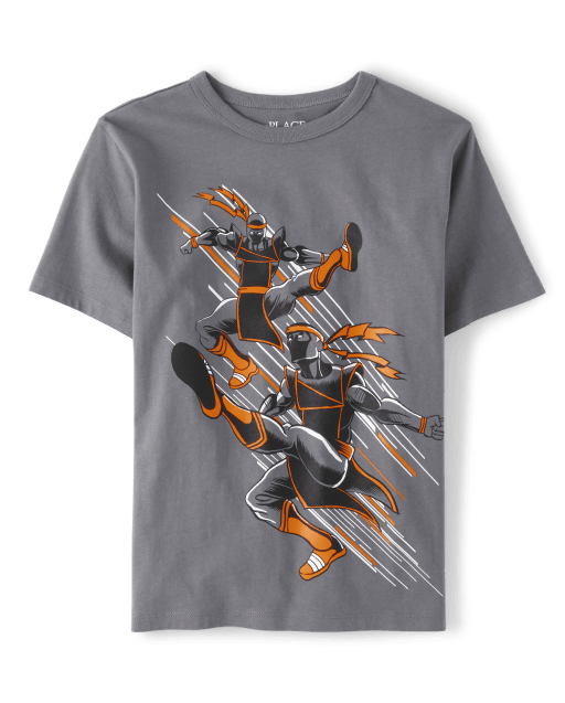 Boys Short Sleeve Ninja Graphic Tee - GRAY | The Children's Place CA