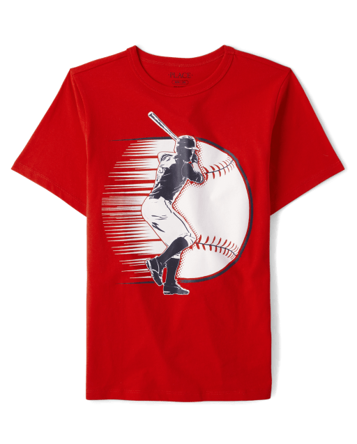 Boys Short Sleeve Baseball Graphic Tee - RED | The