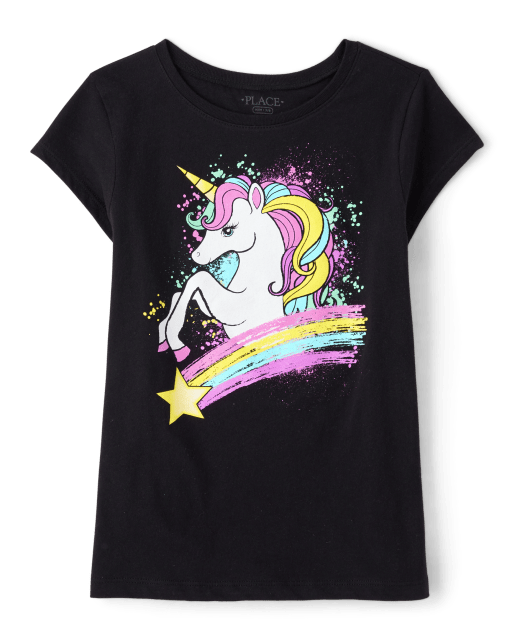 KidTeez™ - Unicorn With Christmas Lights - Youth & Toddler Girls Short  Sleeve T-Shirt — Instant Message™