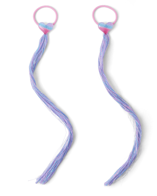 Girls Glitter Heart Hair Extension Hair Tie 2Pack The Children's