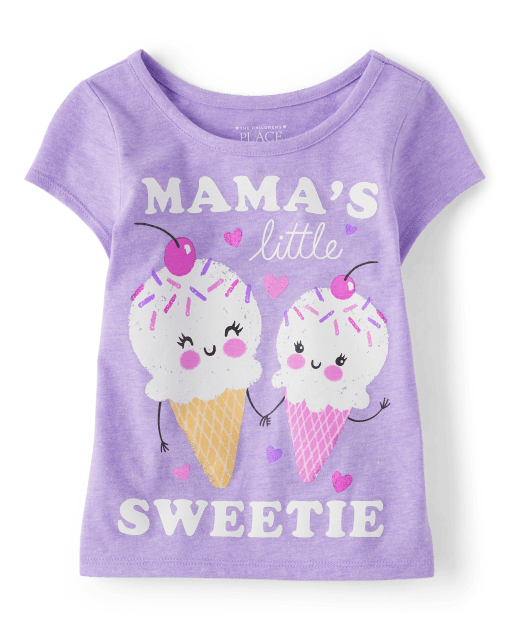 Baby And Toddler Girls Short Sleeve Mama's Sweetie Graphic Tee