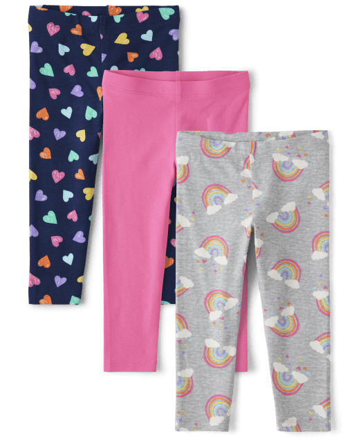 Toddler Girls Rainbow Leggings 3-Pack